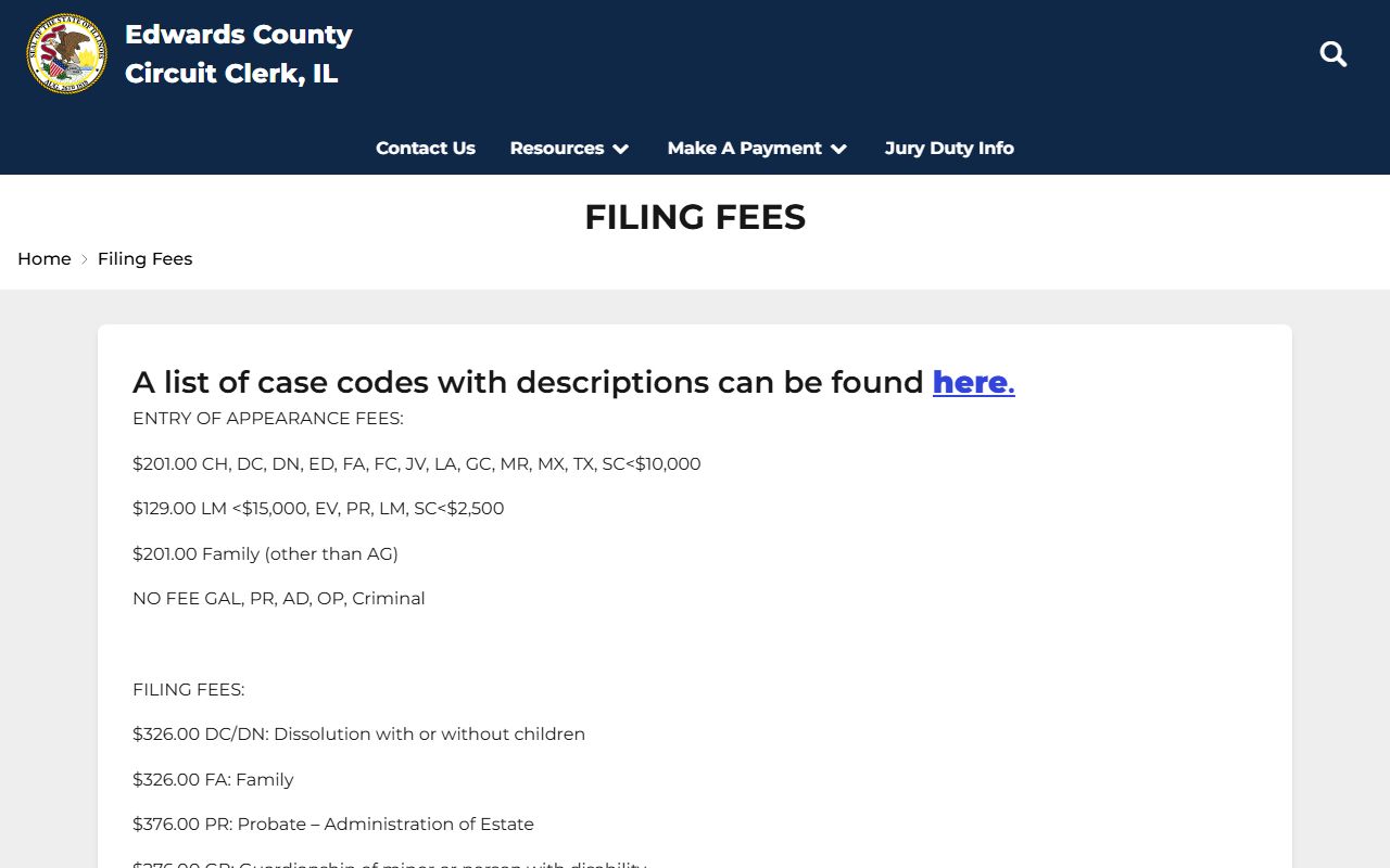Edwards County court records after arrest copy and certification fees